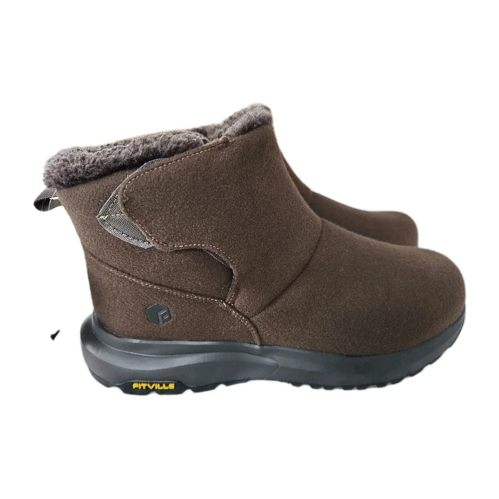 FitVille CozyCore Winter Boots Mens 8.5 WIDE Comfort Tech Orthopedic Support Oak